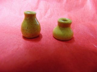 2 Vintage Yellow Vases Marked Pigeon Forge Pottery D.  Boling Under 1 " Speckled