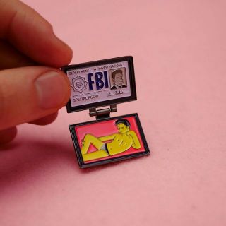 The Simpsons Fbi Fox Mulder Id Card Pin Lapel Badges X - Files Jewelry Brooches