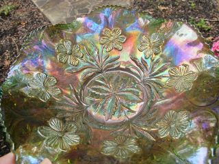 Millersburg Primrose Radium Cut Heart Antique Carnival Art Glass Bowl Iridescent
