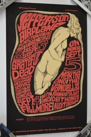 Grateful Dead Jefferson Airplane Fillmore Bill Graham Poster Bg - 26 Ex