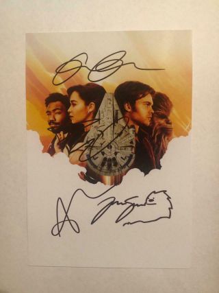 Alden Ehrenreich Clarke Glover Star Wars Han Solo Signed Autograph 6x8 Photo
