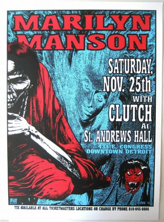 Marilyn Manson Concert Poster Lindsey Kuhn Detroit 1995