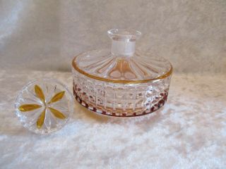 Vintage Echt Bleikristall Lead Crystal Clear & Amber Glass Vanity Perfume Set 3