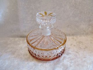 Vintage Echt Bleikristall Lead Crystal Clear & Amber Glass Vanity Perfume Set 4