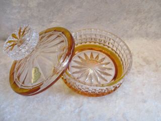 Vintage Echt Bleikristall Lead Crystal Clear & Amber Glass Vanity Perfume Set 6