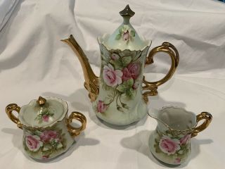 Rs Prussia Tea Pot,  Creamer Pitcher,  And Sugar Bowl With Lid