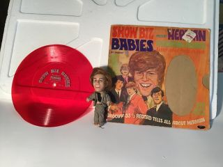 Vintage Show Biz Babies Herman Hermits Doll With Red Record And Card Peter Noone