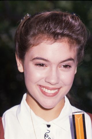 Alyssa Milano Cute Young Pretty Smile Candid 35mm Transparency Slide 1989