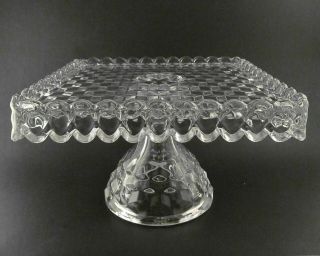 Fostoria American Cake Stand Footed Square 10.  25 " Vintage Crystal Cube Glass