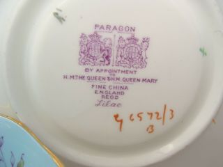 Vintage Paragon Sky Blue Lilac Teacup & Saucer Double Warrant 6