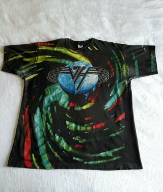 Rare Vintage 1993 Van Halen Live World Tour Concert T - Shirt Rock Tie Dye Print