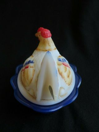 Fenton Art Glass Americana HEN ON NEST Candy Box Hand Painted Signed 5