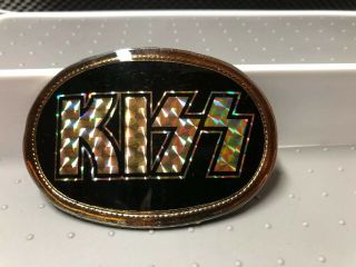 [vintage Original] 1977 Pacifica Kiss Belt Buckle [black With Silver Logo]