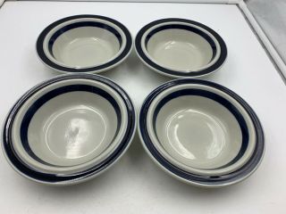 Arabia Of Finland Blue Anemone 6 " Rimmed Soup Cereal Bowls 4 Mid Century Modern