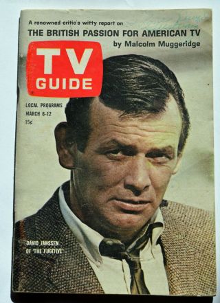 David Janssen Of " The Fugitive ",  The Three Stooges - 1965 Arkansas Tv Guide