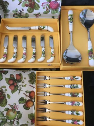 Gift Hostess Set Portmeirion Pomona Cheese Knife Spreaders Salad Servers Forks