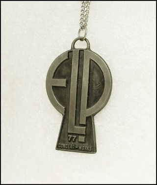 Elp Emerson Lake & Palmer Vintage Concert 1977 Necklace Pendant Chain