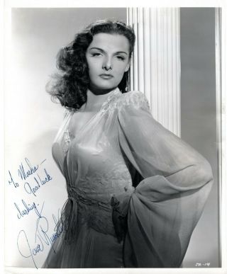 Jane Russell Rare Sexy Early Authentic Signed 8x10 Photo " Young Widow " 1946