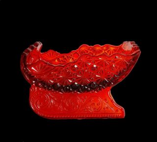 Antique LG Glass Amberina Red Rubi Sleigh Daisy and Button 2