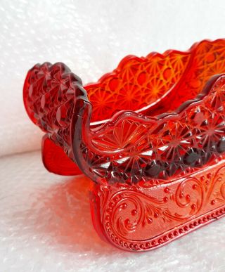 Antique LG Glass Amberina Red Rubi Sleigh Daisy and Button 3