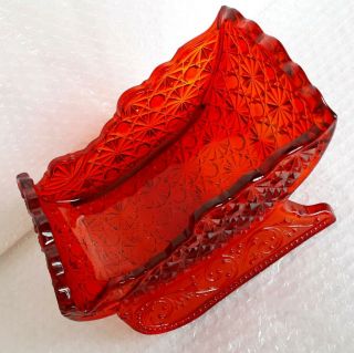 Antique LG Glass Amberina Red Rubi Sleigh Daisy and Button 7