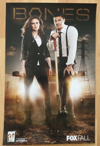 2010 Bones Fox Tv Show Promo 11x17 Poster David Boreanaz Emily Deschanel