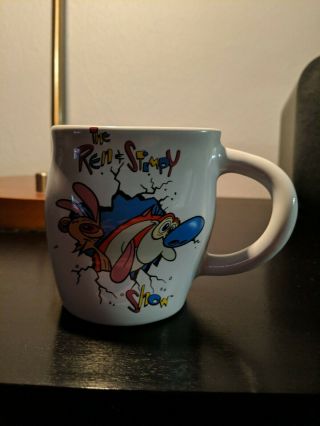1992 Dakin Nickelodeon Ren And Stimpy Back Show Ceramic Coffee Mug Cup