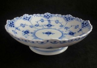 Royal Copenhagen Denmark Blue Fluted Half Lace 511 Low Footed Compote 1st Qual.