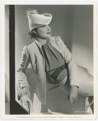 1936 Gail Patrick Stunning High Fashion Hatted Art Deco Photograph From Preview