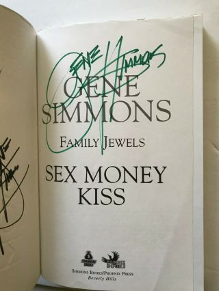 Kiss Gene Simmons & Family Autographed Sex Money Kiss Book Shannon Tweed.  To Bill