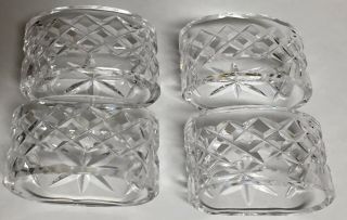 Set Of 4 Waterford Crystal Alana Napkin Rings Oval Flat Bottom Old Gothic Mark