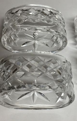 Set of 4 Waterford Crystal Alana Napkin Rings Oval Flat Bottom Old Gothic Mark 5