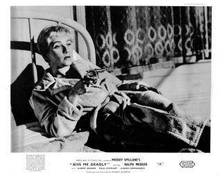 Kiss Me Deadly Lobby Card Gaby Rodgers With Gun On Bed Mickey Spillane