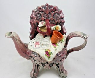 Royal Albert Old Country Roses Earthenware Cardew Designs Teapot Lid Chair 1996