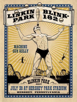 Linkin Park Blink 182 Blinkin Park Poster Hershey,  Pa 7/30/17 Ap