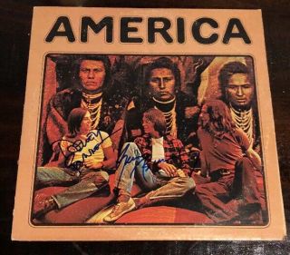 America Signed Autographed Vinyl Self Titled Lp Recors