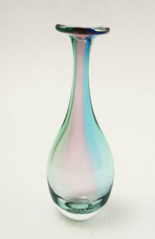 Kosta Boda Sweden Kjell Engman Fidgi Scandinavian Art Glass Bottle Vase Signed