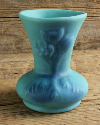 Van Briggle Art Pottery Blue Floral Pattern Vase