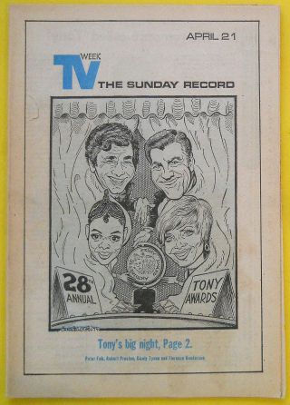 1974 Tv Guide - Florence Henderson Brady Bunch Tony Awards Falk Tyson