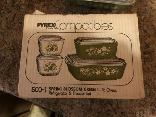 Vintage Pyrex Spring Blossom Complete Refrigerator Dish Set 501 502 503 w/box 3