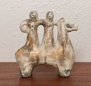 Vintage Bitossi Pottery Scavo Horse & Riders Sculpture,  Raymor 1960s Italy Mcm