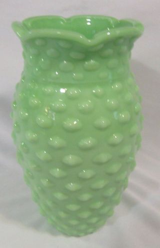 Green Jadite Hobnail Vase May Be Either Fenton Or Le Smith Martha By Mail 8 " Tal