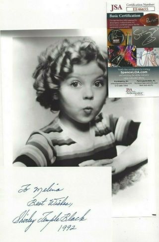 Shirley Temple Hollywood Actress Child Star Autographed 4x6 Card Jsa