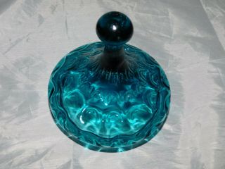 Venetian? Art Glass Pedestal Apothecary Jar - Aqua Blue Glass And Green Stem 6