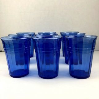 9 Hazel - Atlas Moderntone Cobalt Blue Depression 4 1/4 " 8oz Tumblers Glasses