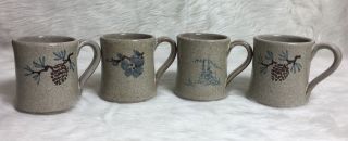 Old Time Pottery 1997 Winthrop Washington 4 Coffee Cups Tea Mugs Outdoors