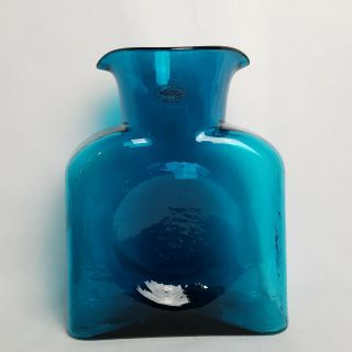 Blenko Glass Turquoise Blue Two Spout Water Bottle Signed 36oz