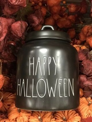 Rae Dunn Happy Halloween Matte Black Canister Cookie Jar