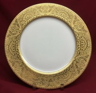 Vintage Bernardaud Limoges 10 3/8 " Gold Encrusted Rim Dinner Plate