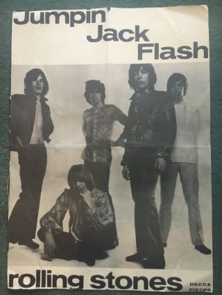 Rolling Stones Rare 1968 Promo Poster Jumpin’ Jack Flash Decca F12782